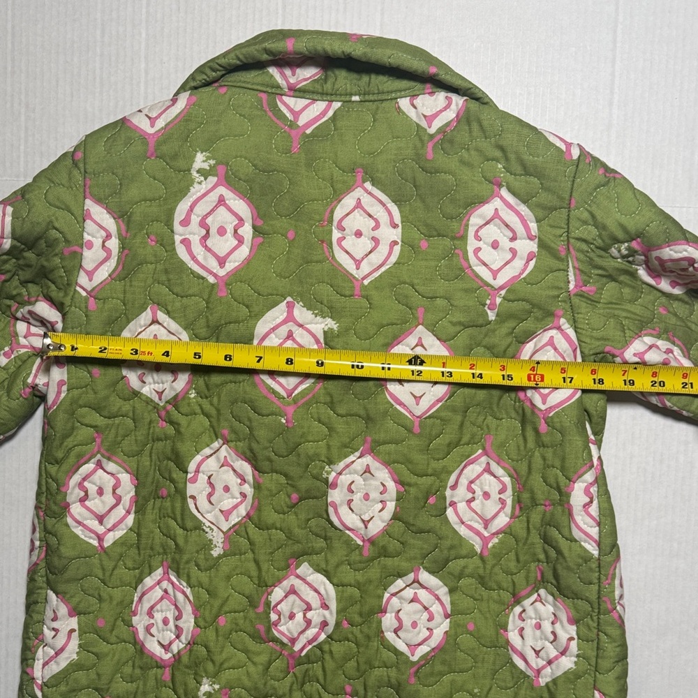 IDA MAE HOME Green Pink Handcrafted Quilted‎ Women's Jacket Abstract Pattern SM - Picture 9 of 13